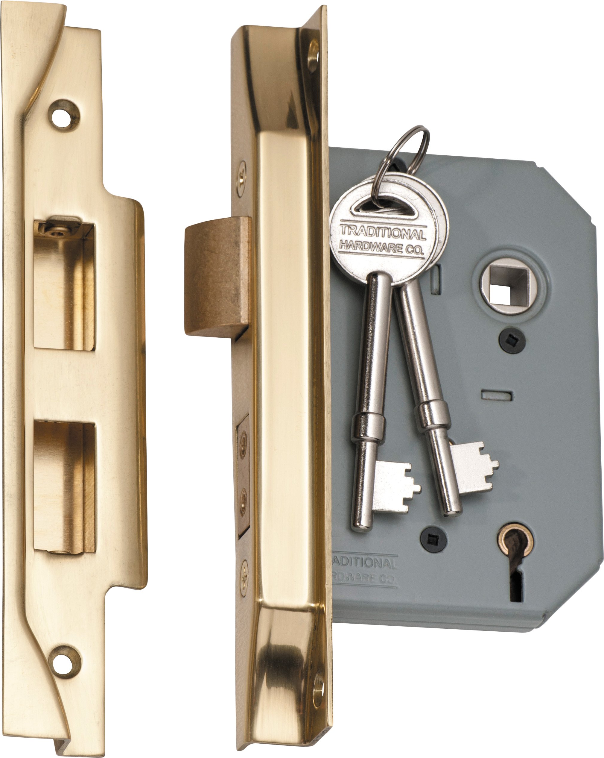 Rebated 5 Lever Mortice Lock Backset 57mm Polished Brass TradCo