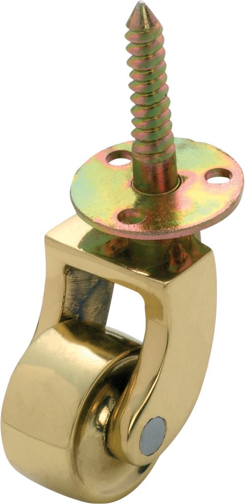 Screw Plate Castors - Brass Wheel D25mm - Polished Brass - TradCo