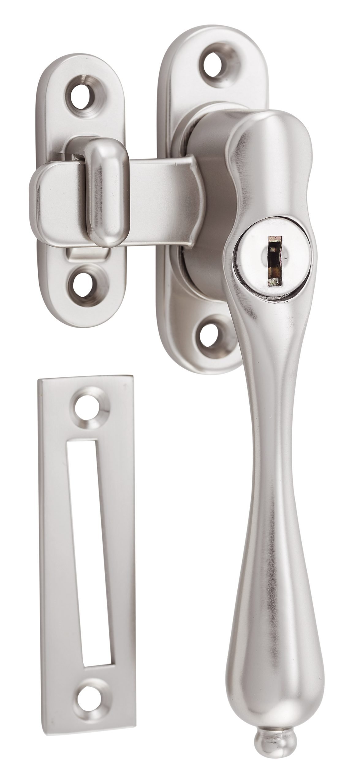 PVD Satin Nickel Offset Casement Fastener with hook & plate