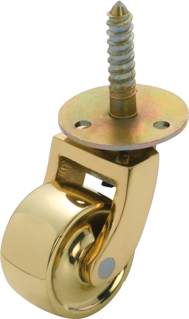 Screw Plate Castors - Brass Wheel D32mm - Polished Brass - TradCo