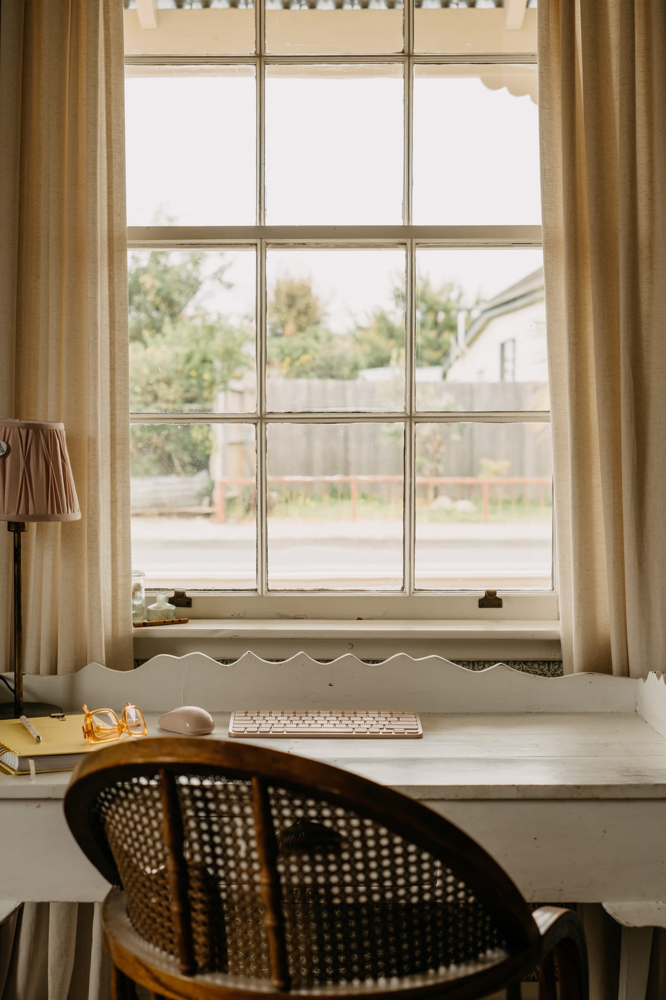 Sash window in a restored nineteenth-century cottage, Blackbird Cottage