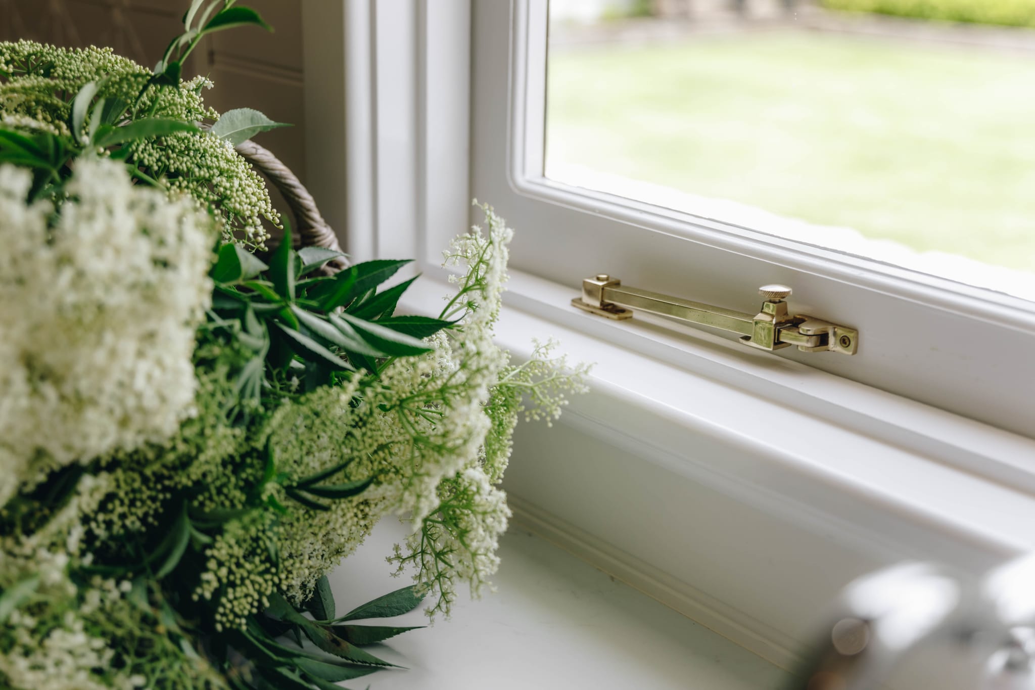 Base fix telescopic casement stay on a timber casement window, Stockman's Crib